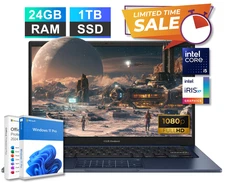 2025 ASUS Vivobook 14 FHD Laptop 13th Intel i5, 24GB RAM 1TB SSD Pro Office 2024
