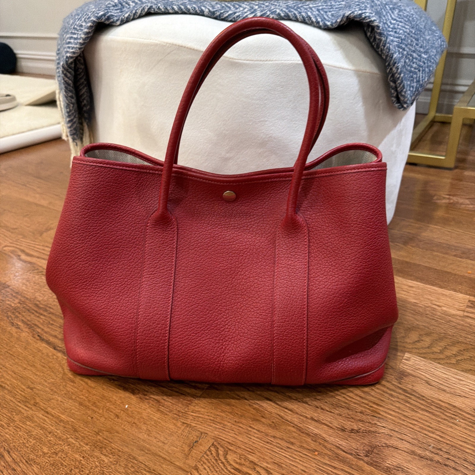 HERMÈS Garden Party Red Tote Silver Hardware Inner Pocket