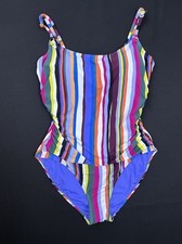 Anne Cole Women s Shirred Lingerie Maillot Swimsuit Size 12 Easy Breezy Stripe