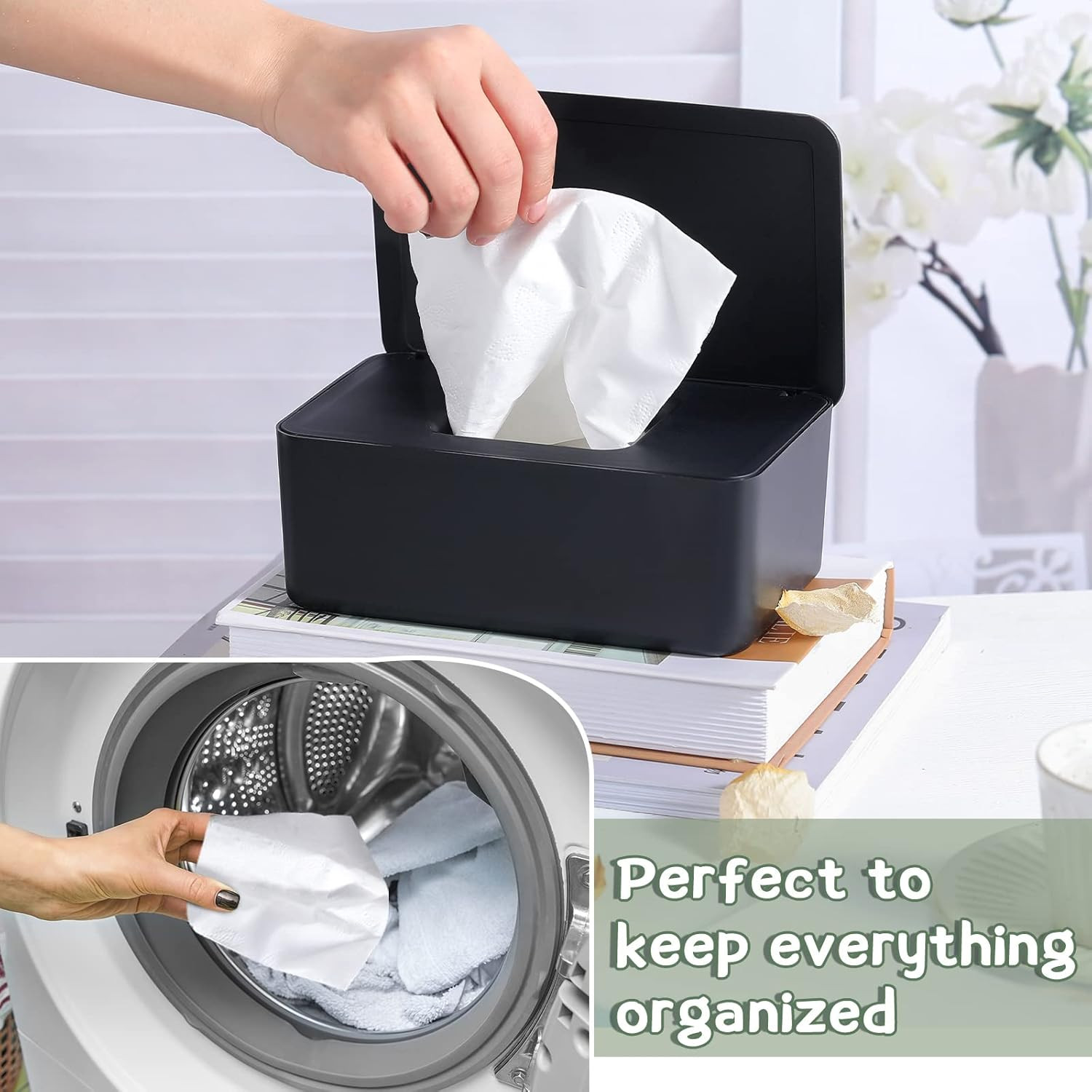 Dryer Sheet Holder with Hinged Lid,Plastic Dryer Sheet Dispenser Container Stora
