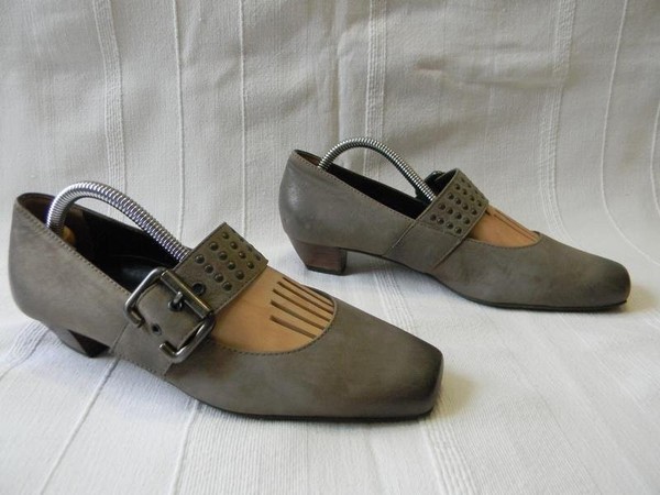 Women Paul Green Heels Grey Leather 37.5