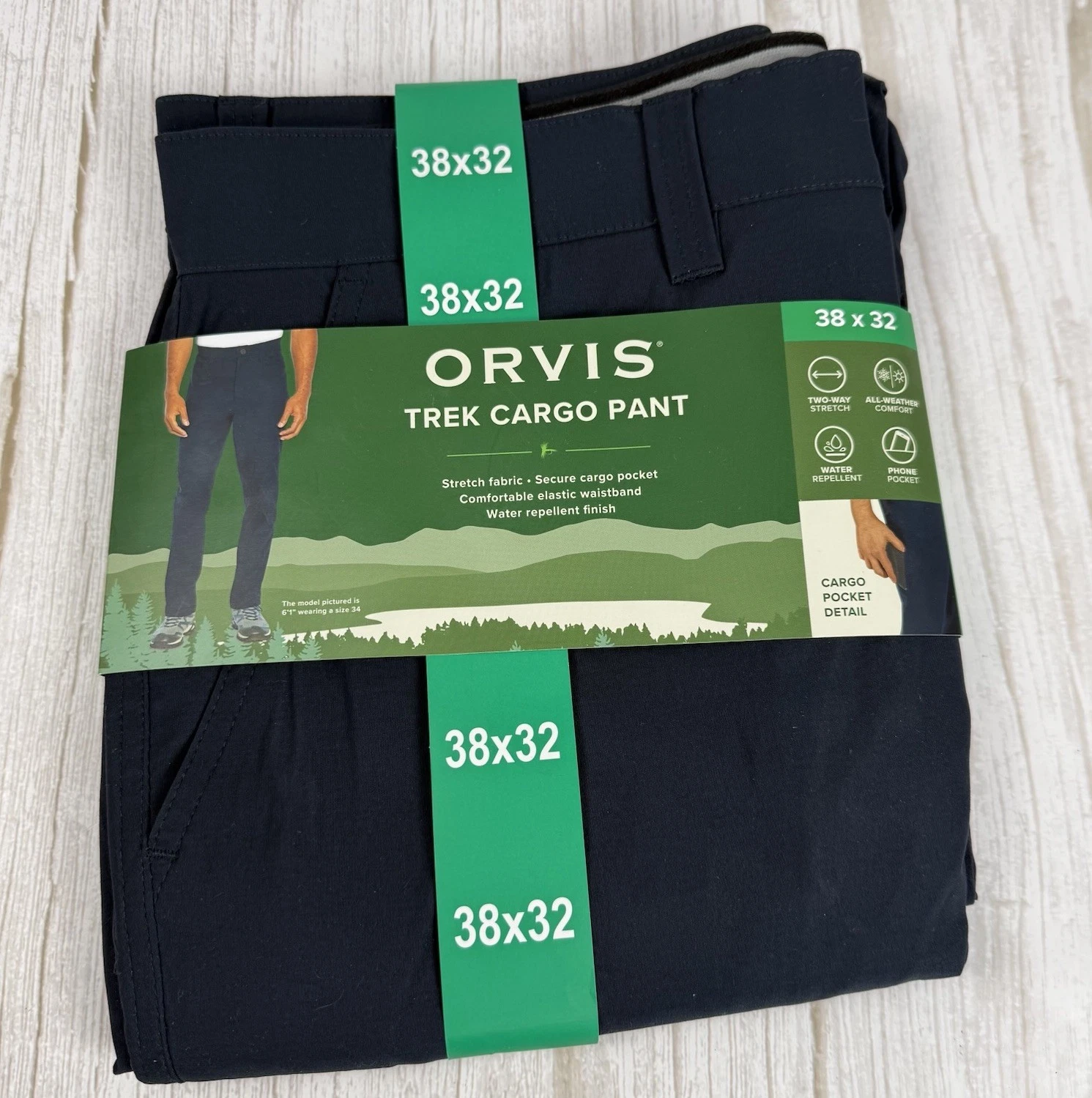 Orvis Trek Water Repellent Stretch Zipper Cargo Pant 38x32 Dark Ink New
Opens in a new window or tab