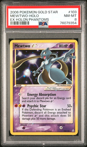 POKEMON MEWTWO GOLD STAR HOLO 2006 EX HOLON PHANTOMS #103 PSA 8