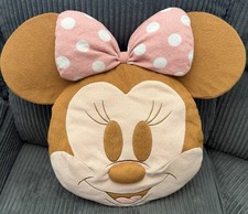 Disney Minnie Mouse Face Plush Pillow with Pink Polka Dot Bow