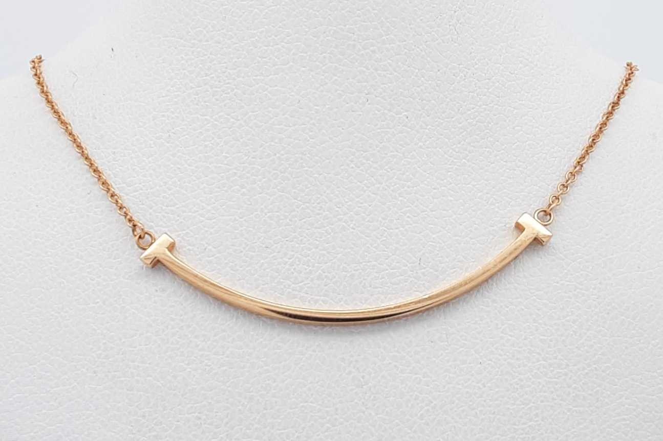 Tiffany & Co. 18k Yellow Gold Tiffany T Smile Pendant Necklace 2.8g Eb0426pxzsa