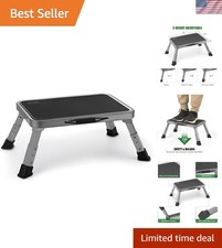 Heavy-Duty Foldable Step Stool with Thick Rubber Feet - Ideal for Kitchen  More