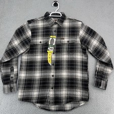Orvis Men  s Plaid Flannel Shirt Jacket Gray Black Button Up Size Small NWT