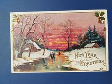 Cartolina antica augurale, Stati Uniti, New Year Greetings