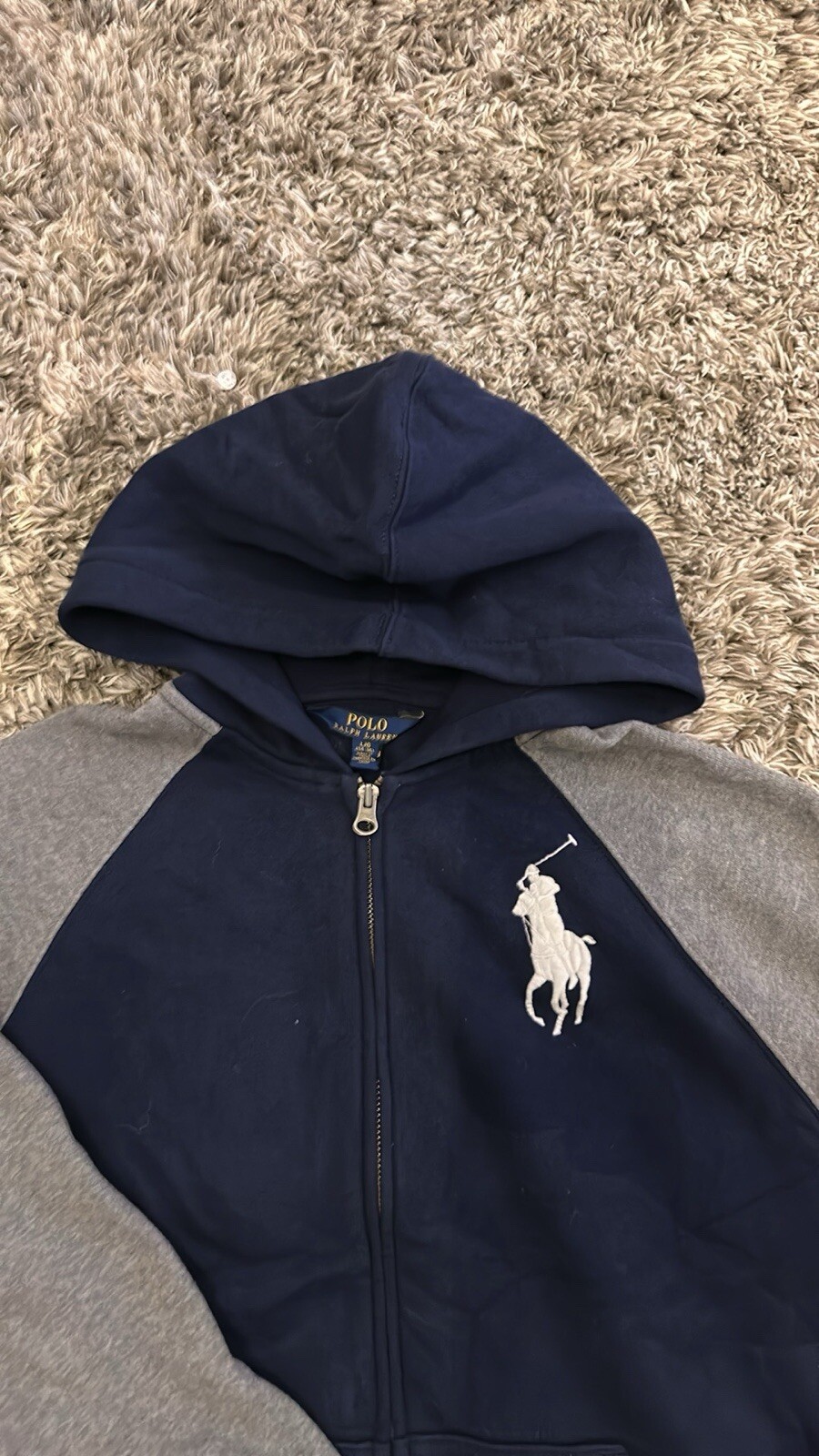Polo Ralph Lauren Youth Felpa con Cappuccio L 14 16Blu Pullover Felpa Pony Logo Ragazzi