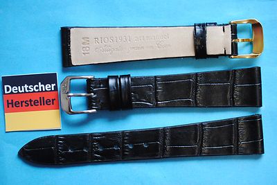 Bracelet De Montre Cuir Crocodile Estampé Noir 18/14 Mm - Compatible Omega, Patek - Neuf