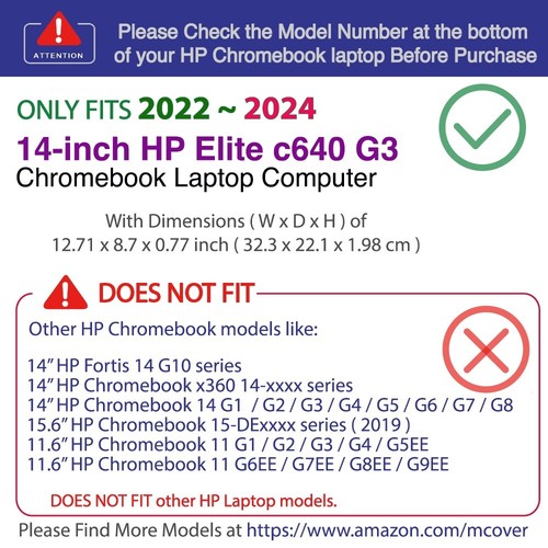 NEW mCover® Hard CASE for 2022 - 2024 14" HP Elite c640 G3 Chromebook Enterprise - Picture 2 of 15