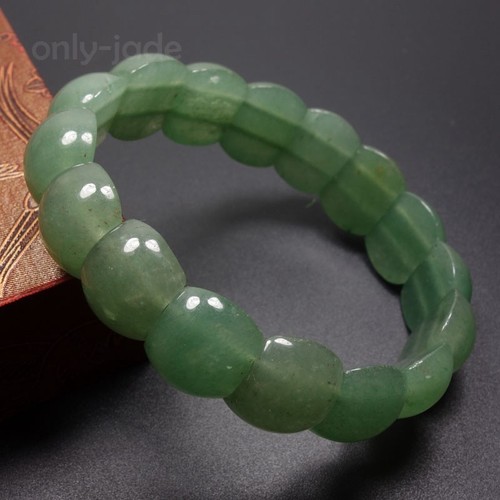 7.5" Handmade 100% Natural Emerald Green Aventurine Jade Bracelet Bangle Z7058 - Picture 5 of 7