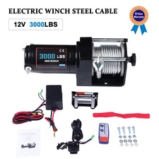 3000LBS 12V Electric Winch  Steel Cable Rope ATV UTV Truck Trailer Off Road USA