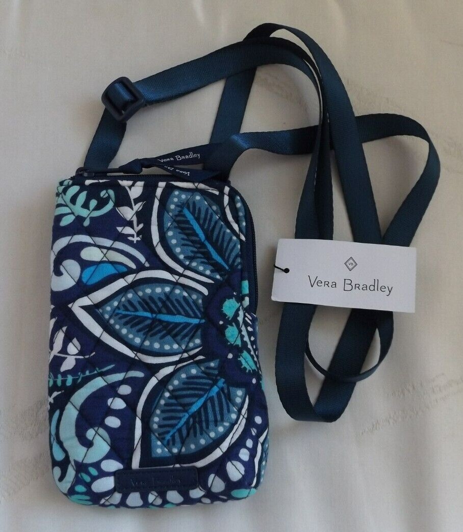 VERA BRADLEY RFID Mini Cellphone Crossbody Blue Island Medallion NWT