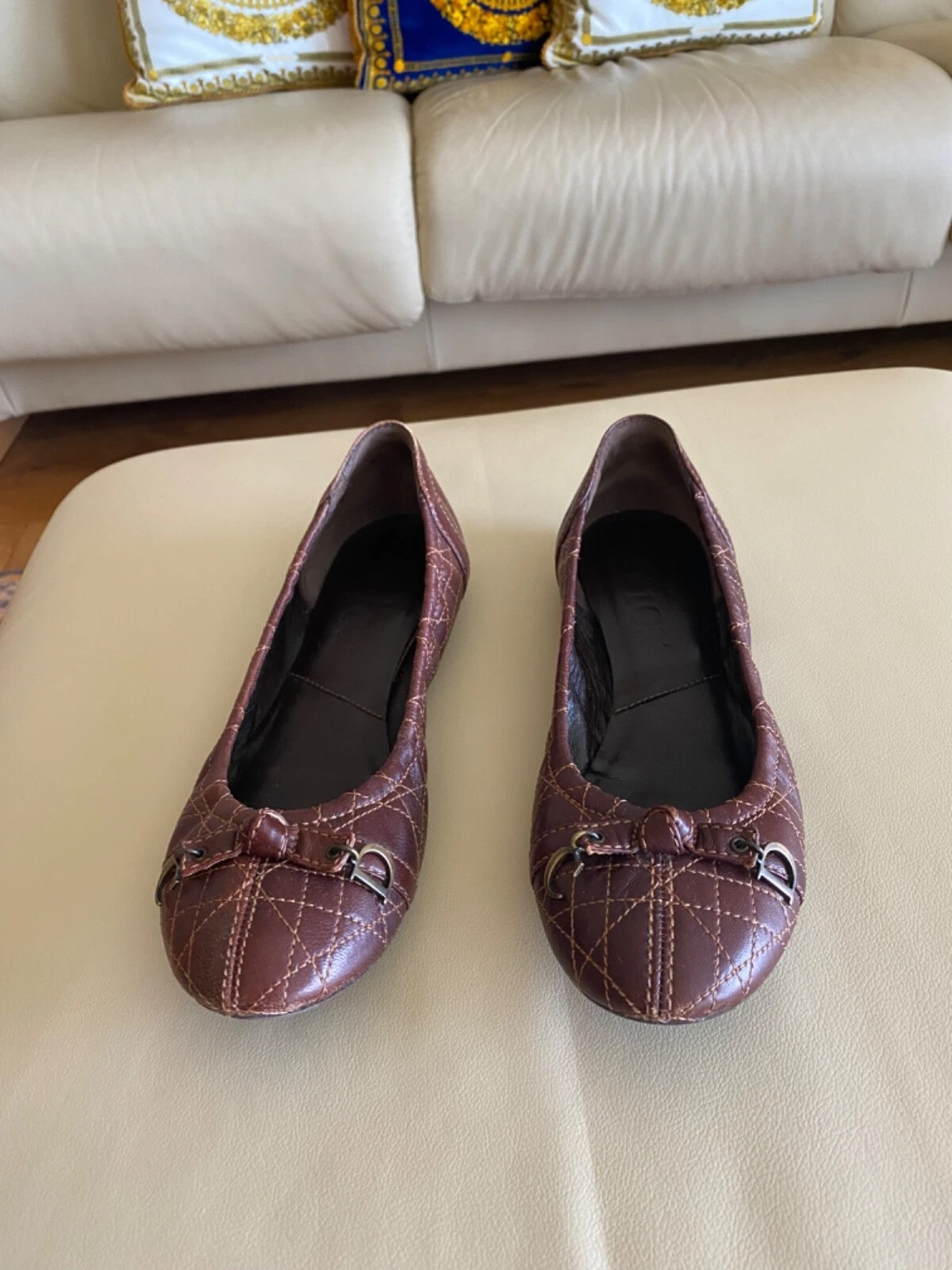 Chaussures plates femme Dior rouge foncé EU 38