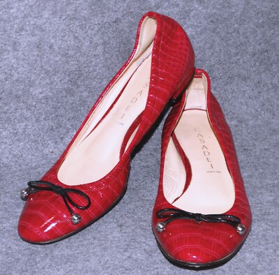 CASADEI WOMENS SHOES 6 RED CROC BALLET FLATS PATENT LEATHER ITALIANBEAUTIFUL  
