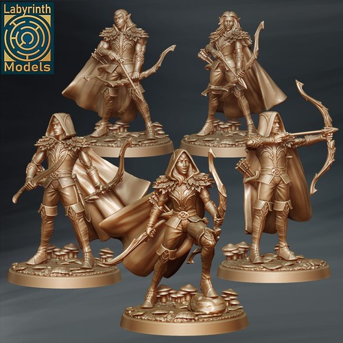 Forest Elf Rangers(x5)/TTRPG Wargaming/Dungeons and Dragons/Labyrinth Miniatures