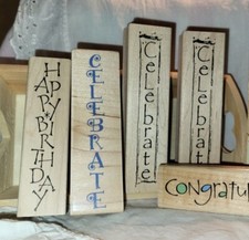 Large Wood Rubber Stamp - Words,Phrases - sold individually - about 1" W by 4" L