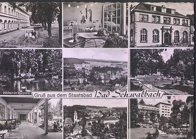 Old postcard - greeting from the state bath Bad Schwalbach