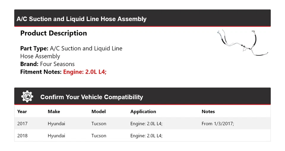 Para 2017-2018 Hyundai Tucson A/C conjunto de mangueira de linha líquida e sucção 4 estações - Imagem 2 de 4