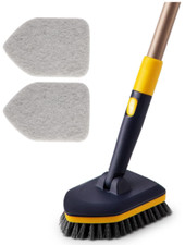 2-in-1 Tub Tile Scrubber Brush with Telescopic Pole  Pads for Bathroom, Sink