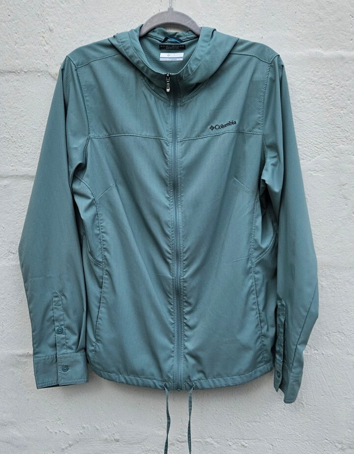 Columbia Womens Jacket XL Blue Full Zip Omni Shade Long Sleeve Hooded Shirt Spf eBay