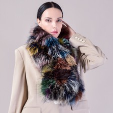 Knitted Real Fox Fur Scarves /wrap Shawl 135 24cm Women's Cape