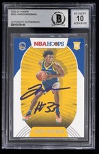 James Wiseman Signed 2020-21 Panini NBA Hoops Rookie Card #205 (Beckett 10 Auto). rookie card picture