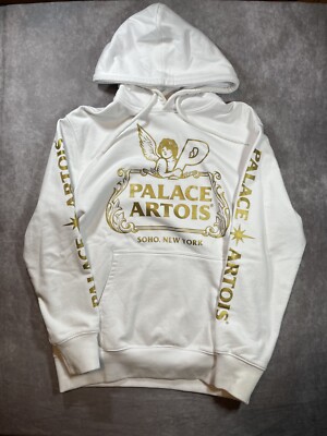 Palace x Stella Artois Hoodie Sweatshirt White and Gold Men's Size