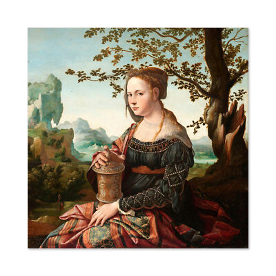 Van Scorel Maria Magdalena Glas großer Wandkunstdruck quadratisch 24 x 24 Zoll