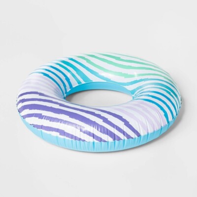 SUN SQUAD Inflatable Blue Striped Swim Tube 9