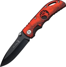 Elk Ridge Folding Pocket Knife Red Camo 3.5" Closed Black Blade 2014 134RCB