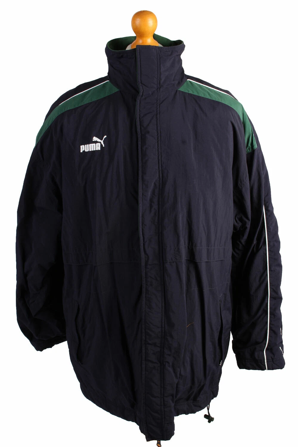 Puma Puffer Jacket Padded Jacket Retro Winter 90's Vintage Navy Size L -C1492