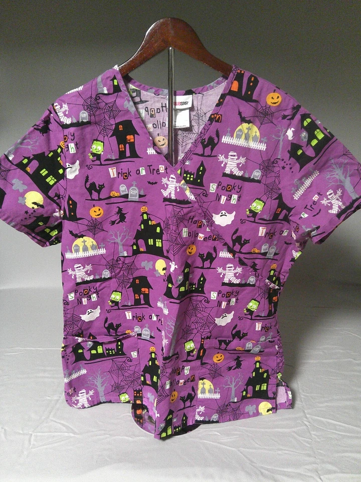 Halloween/Christmas Set of 3 Women's Scrubs L - Image 4 of 4