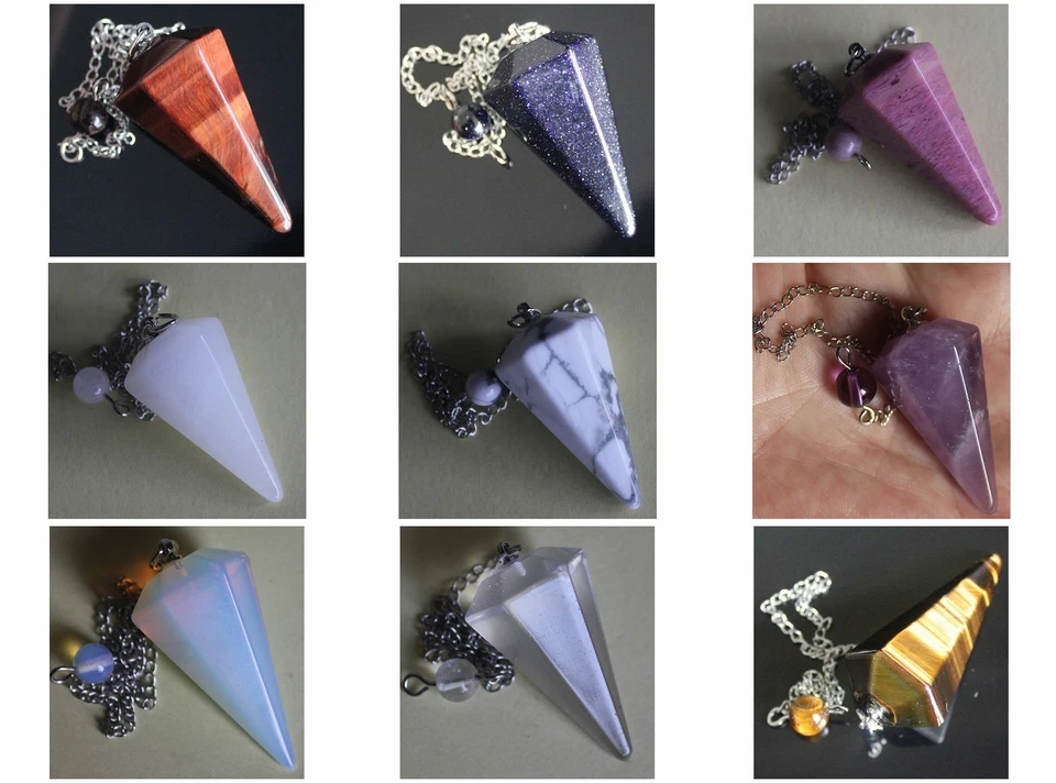 Граненый смешанный драгоценный камень кристалл маятник точка чакры камень рейки исцеление 36 мм - Изображение 3 из 3