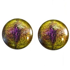 Yellow  Purple Snake Glass Eyes Jewelry Making Art Dolls Taxidermy