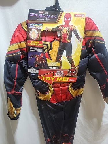 Spider-man Deluxe LIGHT-UP Costume By Jazwares, Size L 10-12, NEW! - Picture 3 of 5