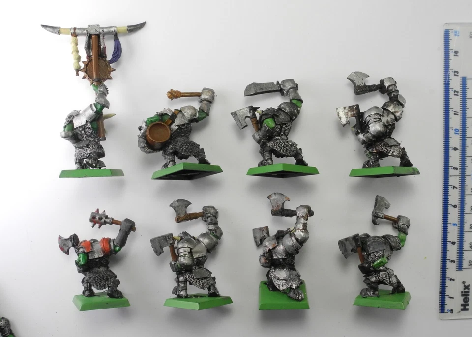 8 BLACK ORCS a Metal Orc Orruks Ironjawz Army Painted Warhammer 2000s H2 - Image 2 of 2