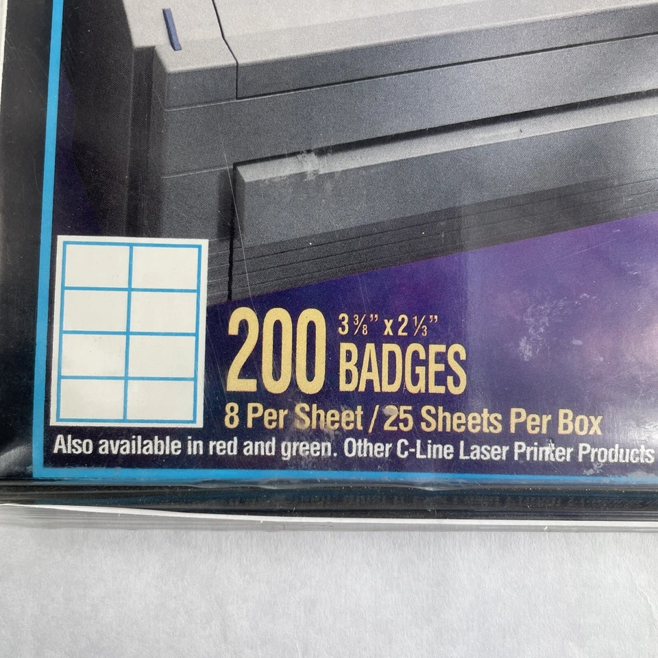 200 C-Line Pressure Sensitive Inkjet/Laser Printer Name Badges, Blue Border - Image 4 of 4