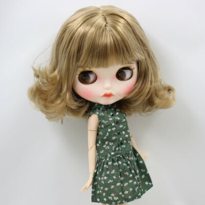 12'' Blythe doll Nude Brown hair Carved lips Matte face with eyebrows Joint body