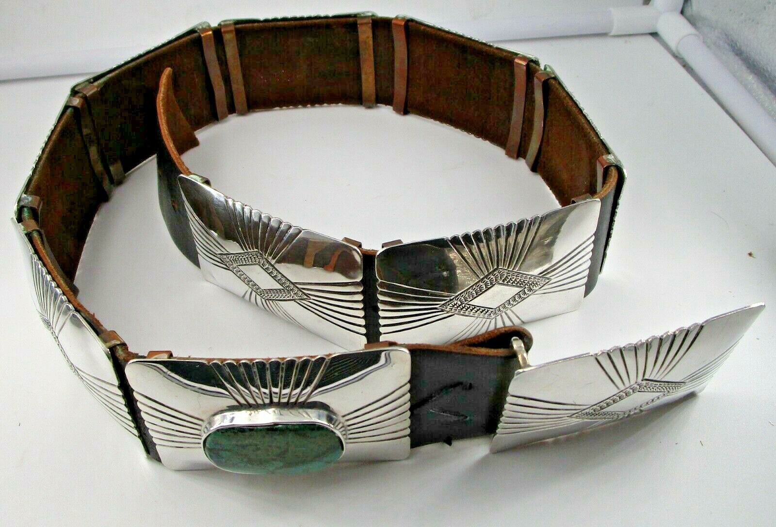 Darrell Brown Sterling Rectangle Concho Belt Turq… - image 3