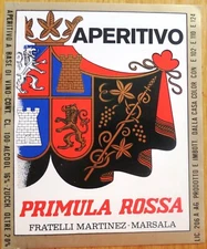 Wine labels ITALY APERIT PRIMULA ROSSA Fratelli Martinez Marsala wine labels
