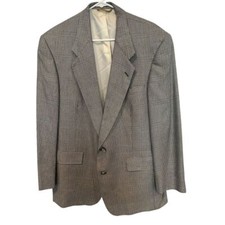 Hart Schaffner Marx Gold Trumpeter Glen Plaid Silk Blazer Classic Sport Coat 42R