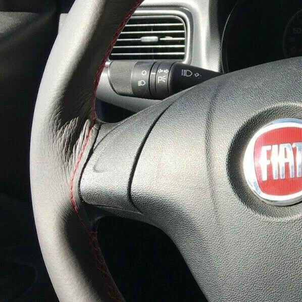 Cubierta de volante de cuero genuino para Fiat Grande Point EVO - Imagen 2 de 3