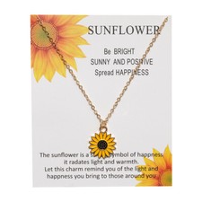 Sunflower Friendship Charm Pendant Gift Message Card Gold Chain Necklace Ladies