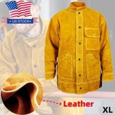 Heavy Duty Welding Jacket XL Heat Flame Resistant Cowhide Work Coat Welder Gift