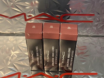 3 MAC Satin Lipsticks FAUX 808 ~ HARD TO FIND ~ DISCONTINUED ~ ALL 3 BRAND NEW