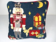 Handcrafted Needlepoint Throw Pillow Christmas Soldier Nut Cracker Holiday Gifts