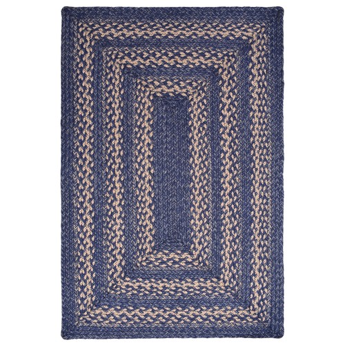 Blue Braided Farmhouse Jute Rug in Rectangles Oval Runner for Kitchen - Picture 17 of 26