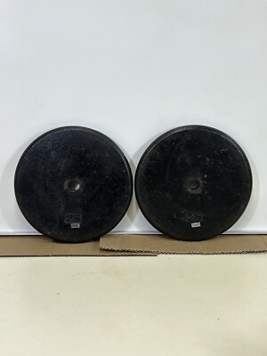 Pair Of Black Standard 1 inch Hole 25 Pound Barbell Plates, 50 Pounds Total Used
